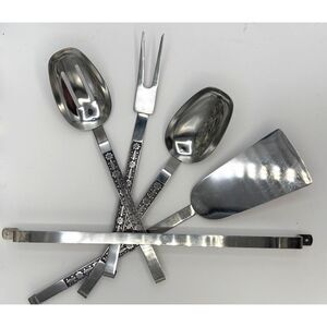 Vintage MCM 5 Piece Hanging Kitchen Tool Set Interpur Fleur di Lis Flowers